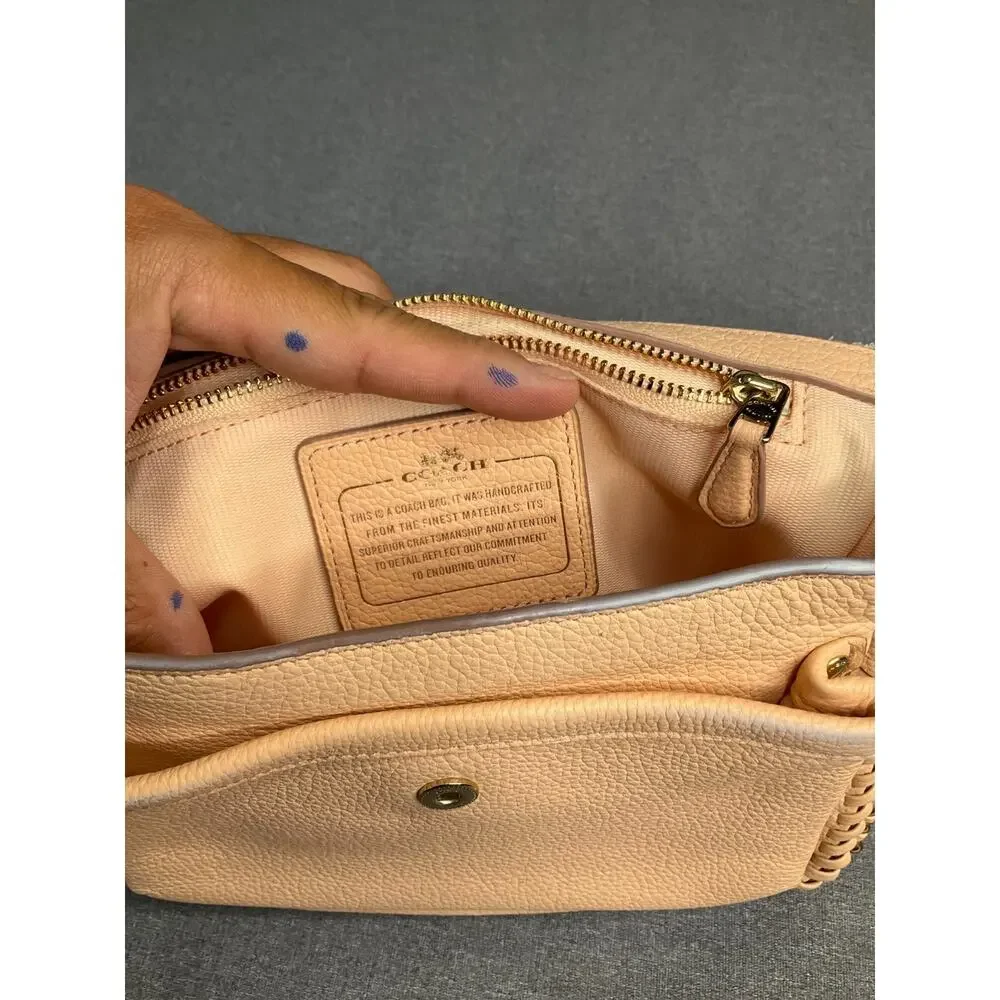 COACH DAKOTAH Apricot Leather Small Whipstitched Flap Saddle Crossbody 34397
